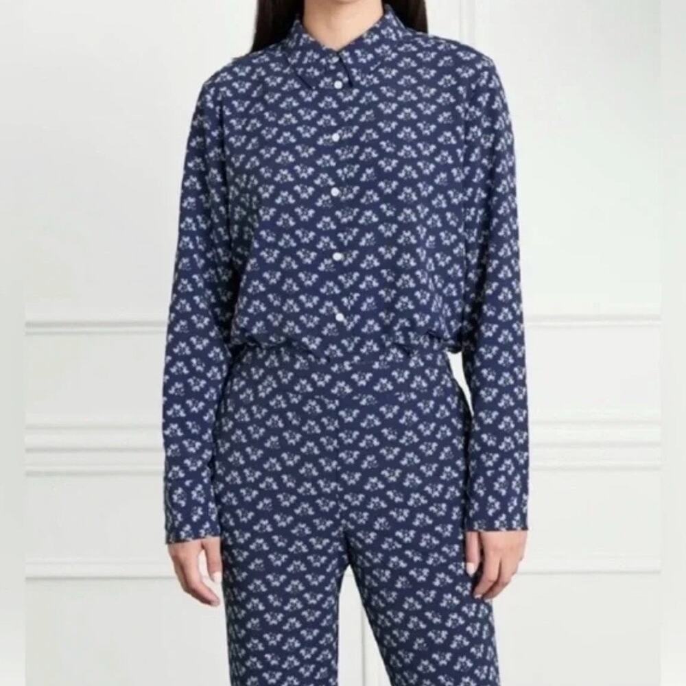 HILL HOUSE James Button Down Shirt Navy Posey Small S